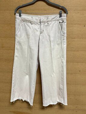 Pilcro and the Letterpress White Cropped Wide-Leg Pants/Jeans